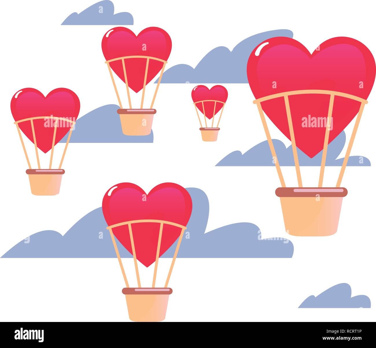 flying air balloons happy valentines day vector illustration Stock ...