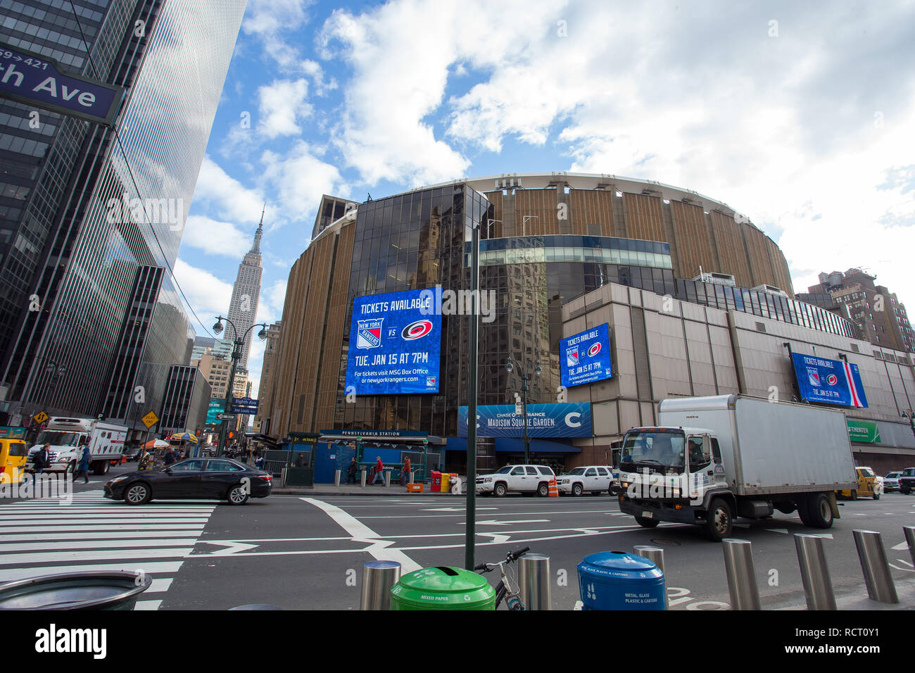 General View GV of Madison Square Garden with the entrance to