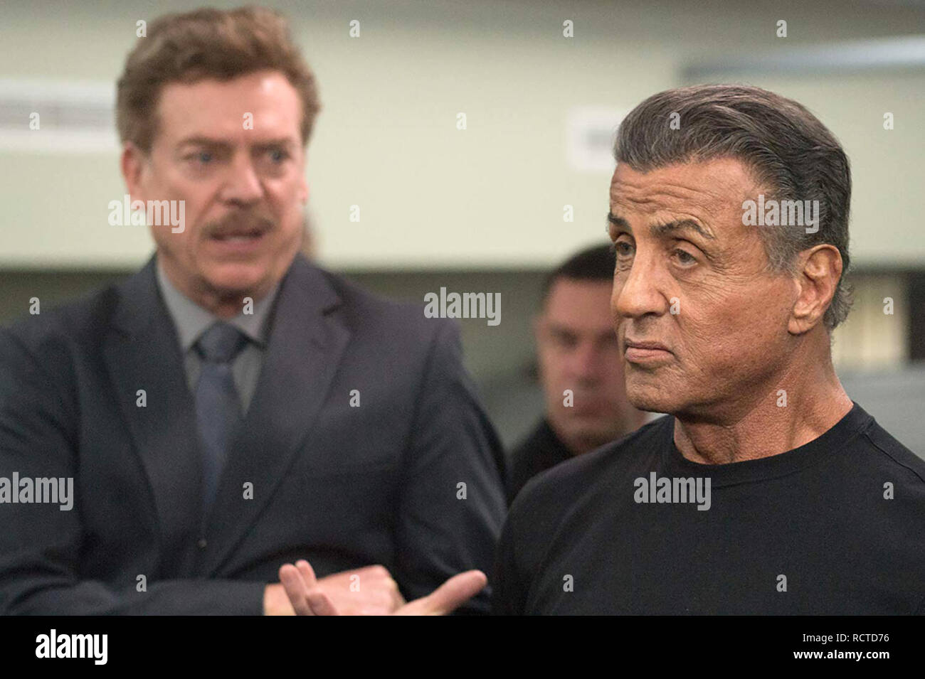 BACKTRACE, (from left): Christopher McDonald, Sylvester Stallone, 2018. © Lionsgate / courtesy Everett Collection Stock Photo