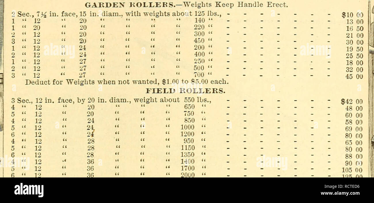 . Descriptive catalogue of a choice collection of vegetable, agricultural and flower seeds, gladiolus, lilies, and other summer flowering bulbs. Flowers Seeds Catalogs; Vegetables Seeds Catalogs; Nurseries (Horticulture) New York (State) Catalogs. 3 Sec, 12 in. face, by 20 4 '* 12 20 5 &quot; 12 &quot; 20 4 &quot; 12 24 5 &quot; 12 6 &quot; 12 ;: ^ 4 &quot; 12 28 5 &quot; 12 28 6 &quot; 12 28 4 &quot; 12 36 5 &quot; 12 &quot; 36 6 « 12 36 With Whiffletrees, §4.00 extra. CULTIVATORS. Wright's (with reversible flat Steel Plates), §8 OOj Jersev, (weight onlv 48 lbs.), - Wright's, with Hiller, - - Stock Photo