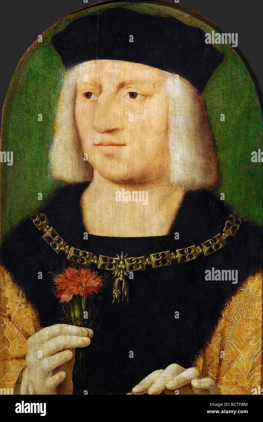 Portrait of Emperor Maximilian I (1459-1519). Museum: Art History Museum, Vienne. Author: CLEVE, JOOS VAN. Stock Photo