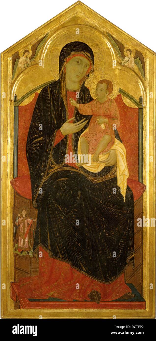 Madonna and Child Enthroned. Museum: Chiesa di San Regolo, Montaione. Author: GUIDO DA SIENA. Stock Photo