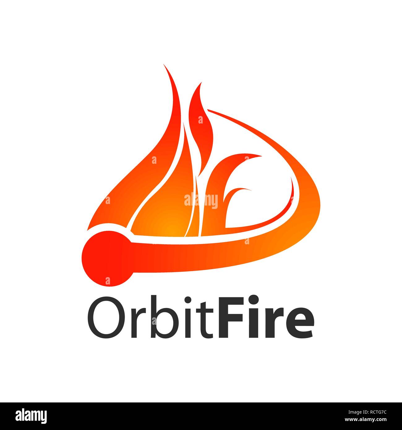 Orbit fire logo concept design. Symbol graphic template element vector Stock Vector
