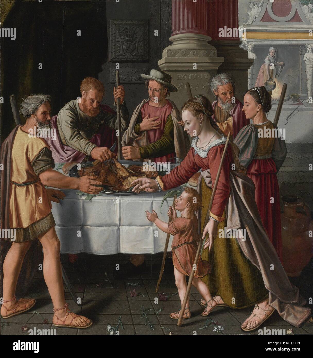 The First Passover Feast. Museum: PRIVATE COLLECTION. Author: Beuckelaer, Huybrecht. Stock Photo