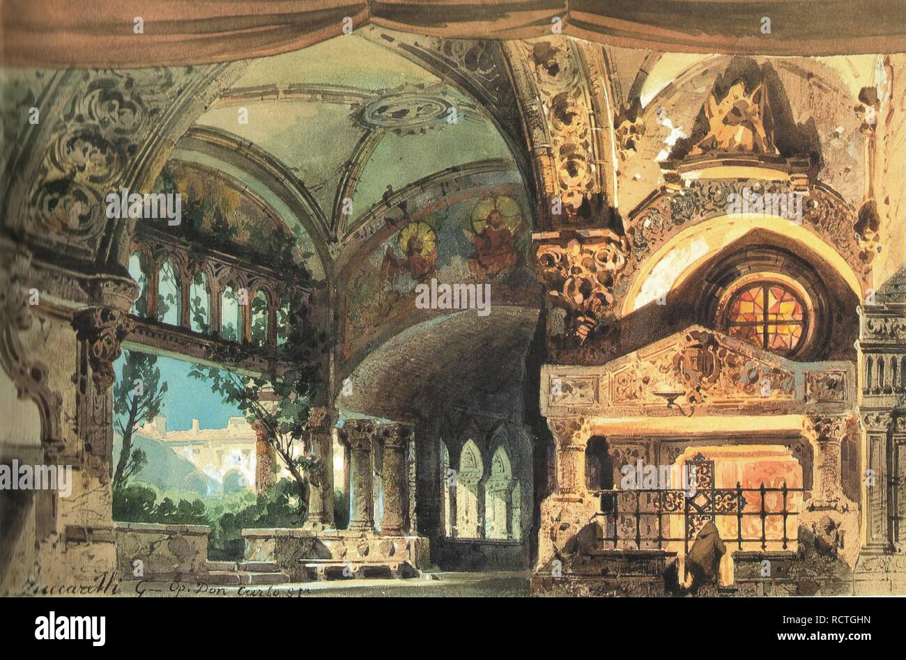 Set design for the Opera Don Carlos by Giuseppe Verdi. Milano, Teatro