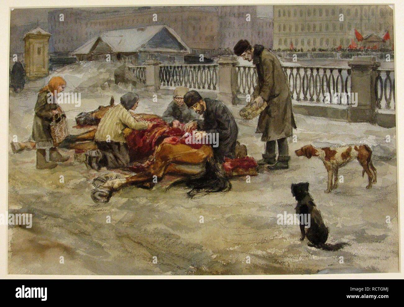 Petrograd in 1918 (from the series of watercolors Russian revolution). Museum: State Museum of Revolution, Moscow. Author: Vladimirov, Ivan Alexeyevich. Stock Photo