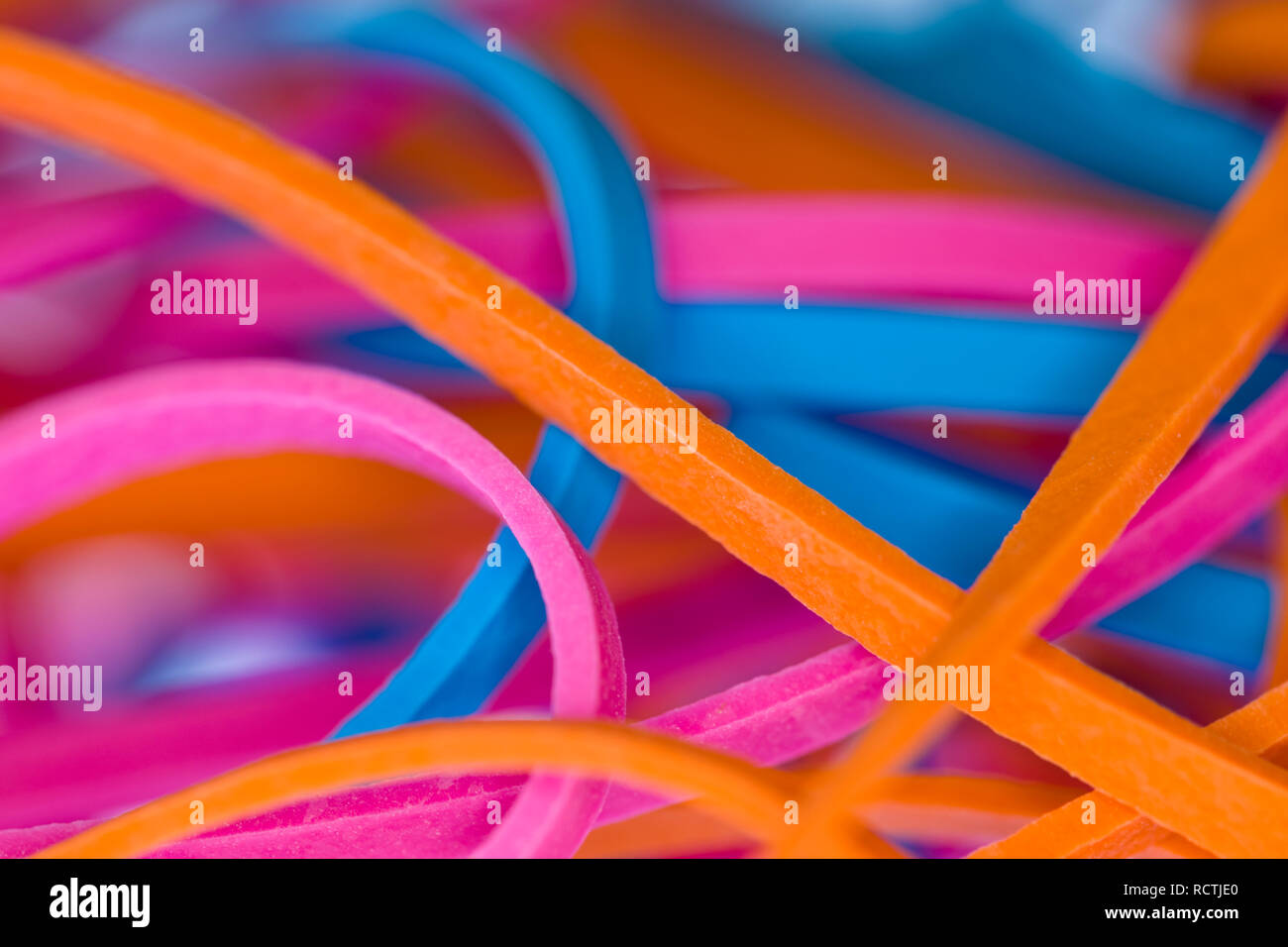 Closeup macro of multicolored rubber bands Stock Photo - Alamy