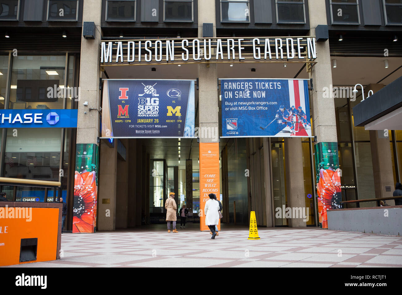 General View GV of Madison Square Garden with the entrance to