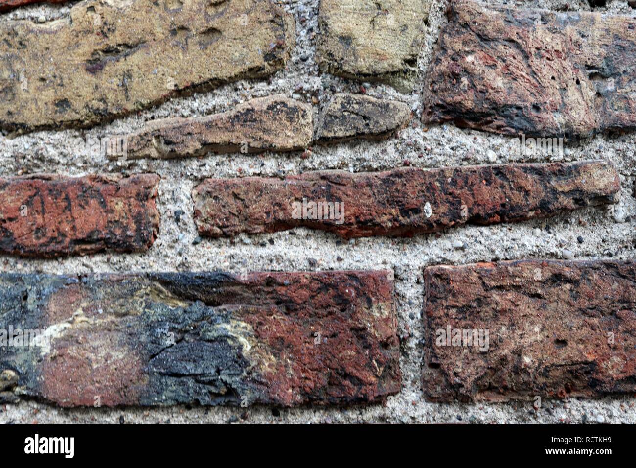 Close up surface of old weathered and vintage brick walls in high ...