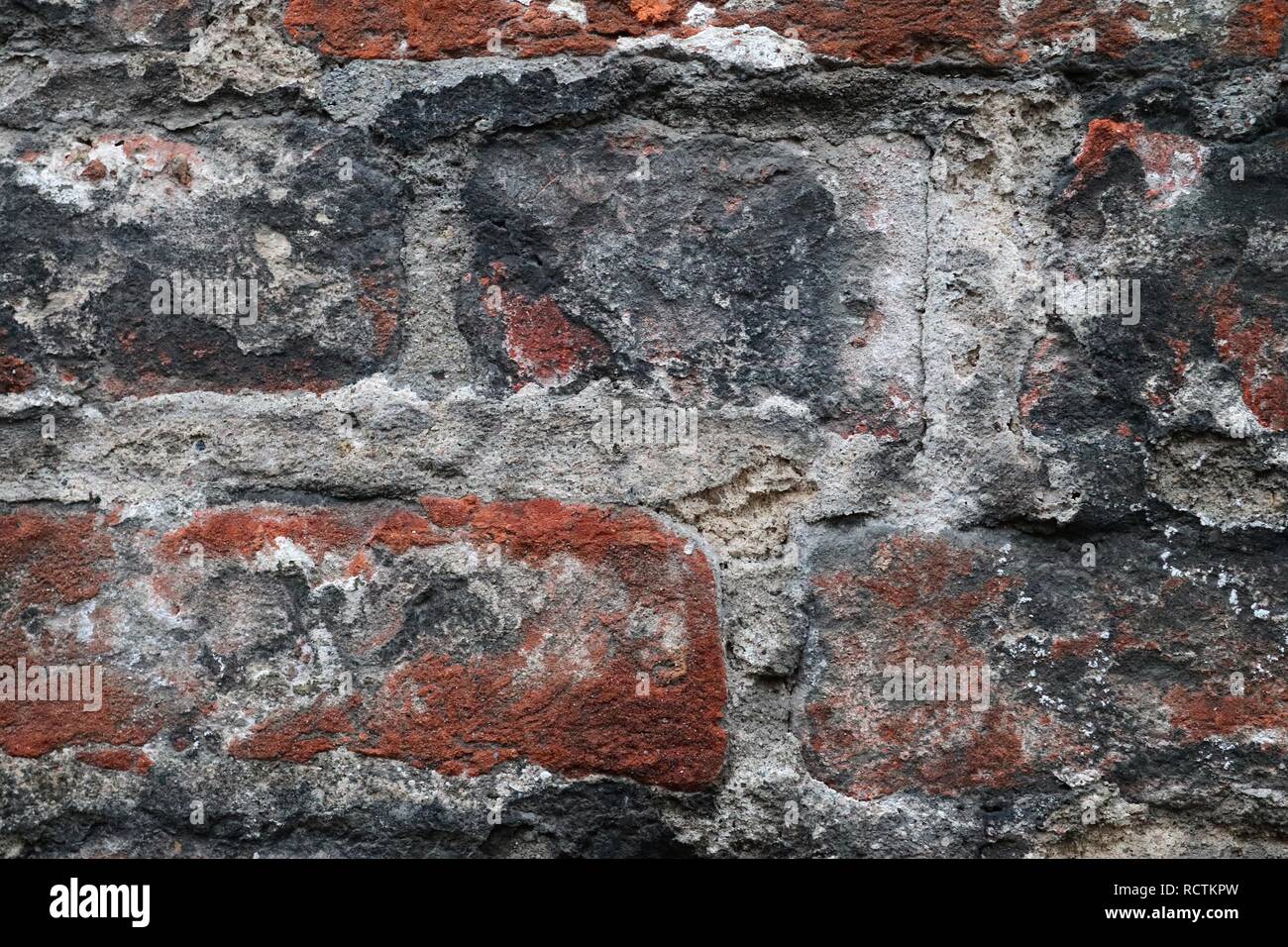 Close up surface of old weathered and vintage brick walls in high ...
