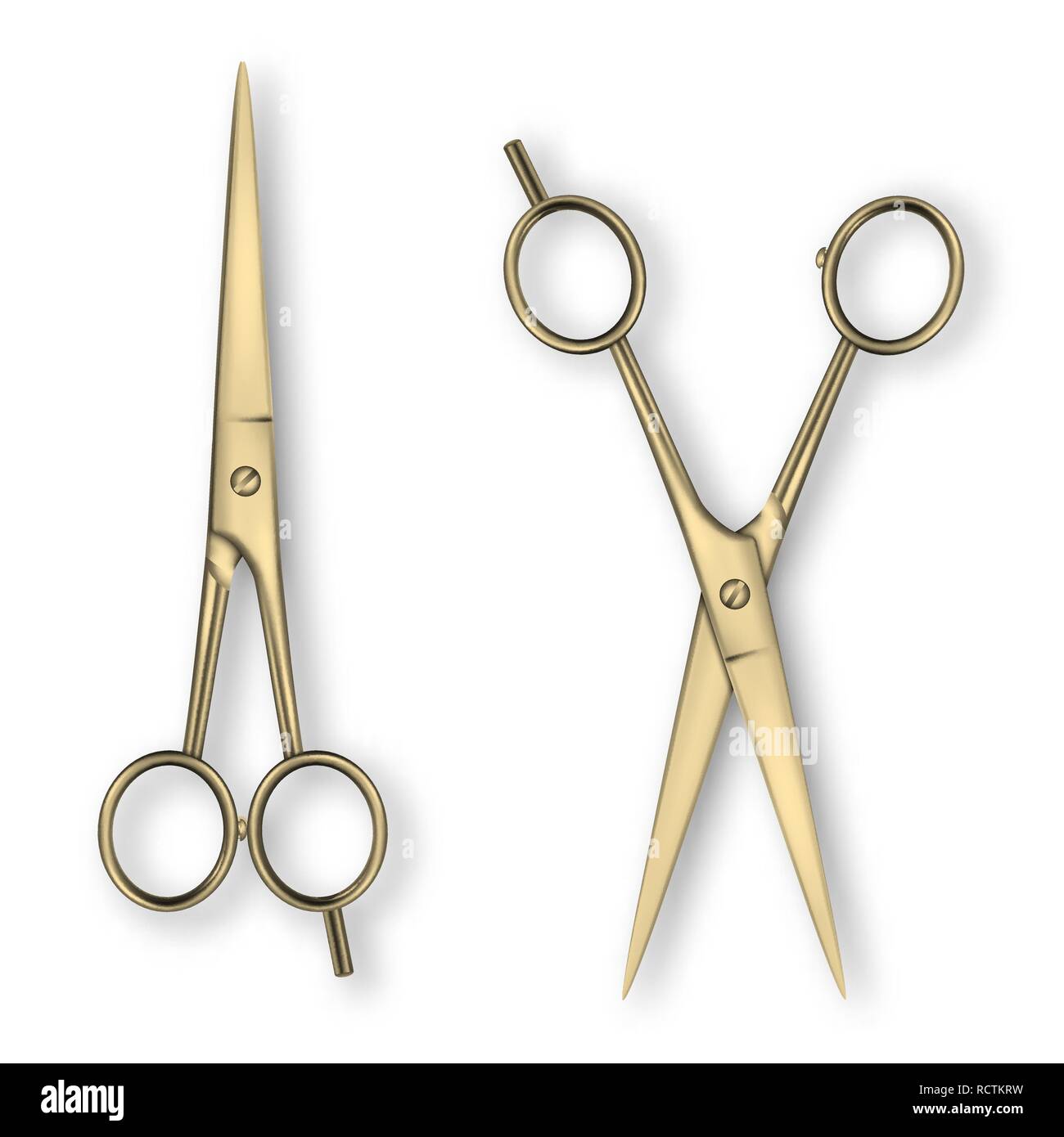 Vector 3d Realistic Metal Closed and Opened Stationery Scissors with ...