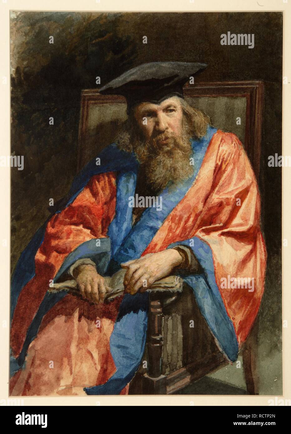 Portrait of Dmitri Mendeleev in the dress of the University of Edinburgh. Museum: State Tretyakov Gallery, Moscow. Author: Yaroshenko, Nikolai Alexandrovich. Stock Photo