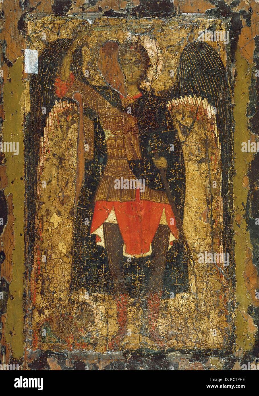 The Appearance of the Archangel Michael to Joshua, the son of Nun. Museum: Cathedral of the Dormition in the Kremlin, Moscow. Author: Byzantine icon. Stock Photo