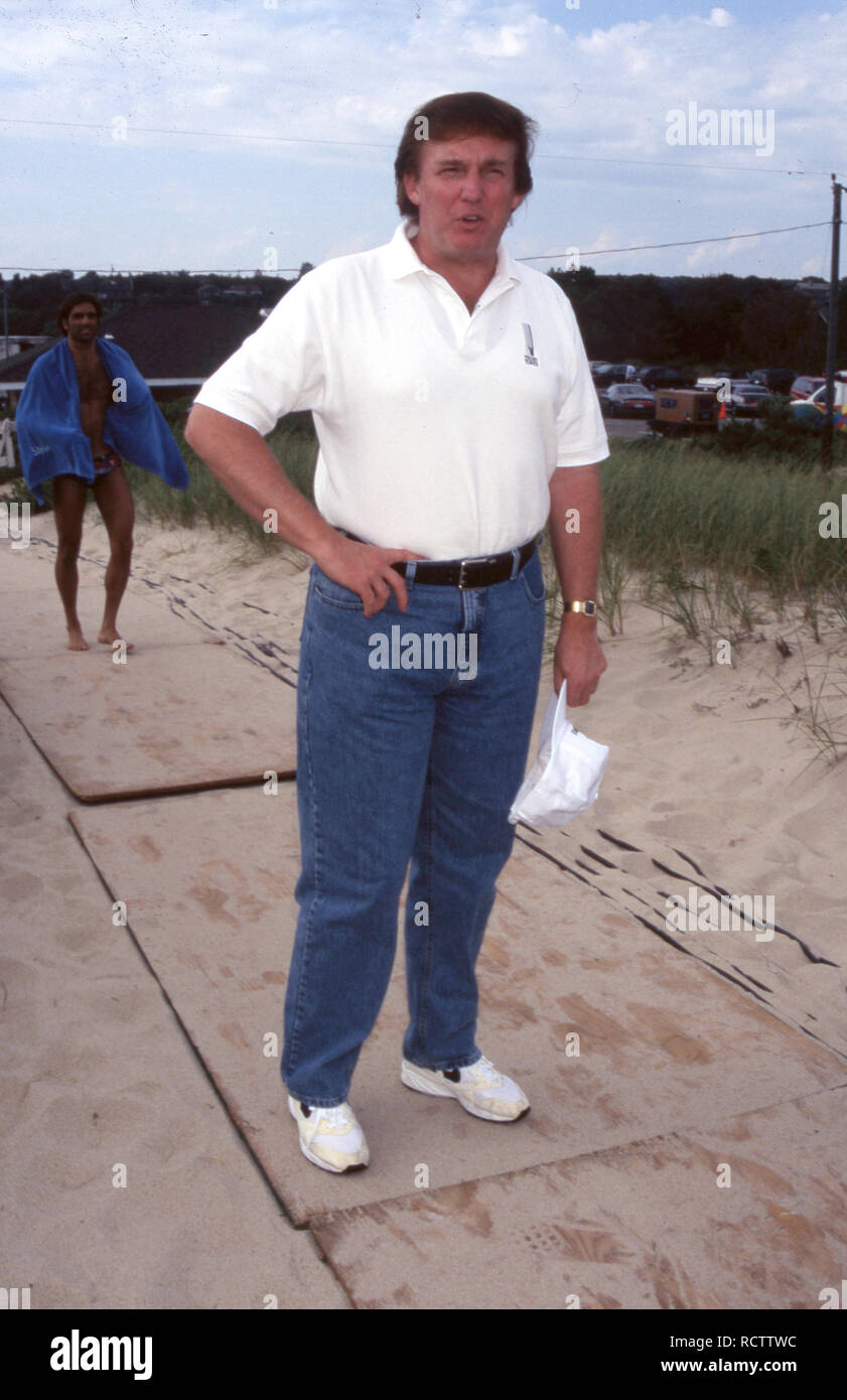 Donald Trump attends the Dishes Summer Beach at Atlantic Beach on August 10, 1996 in Amagansett, New York. Credit: Walter McBride/MediaPunch Stock Photo -