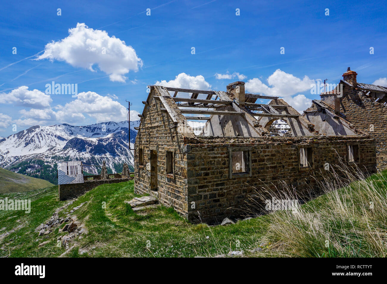A old and decay military camp in the france alps Stock Photo