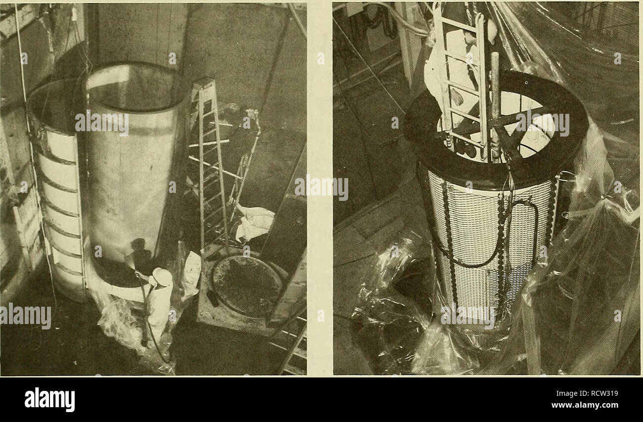 . Design for implosion of concrete cylinder structures under hydrostatic loading. Underwater concrete construction; Hydraulic structures. Figure B-1. Cylinder specimen being removed from mold. Figure B-2. Specimen partly assembled inside polyethy- lene tent. The specimens were moist-cured in this manner untU assembled for test. During assembly (Figure B-2) a tent of polyethylene film was used to maintain a high relative humidity environment around the speci- men to minimize shrinkage cracking. Keeping the cylinder in the moist environment assured the test conductors that the concrete was in a  Stock Photo