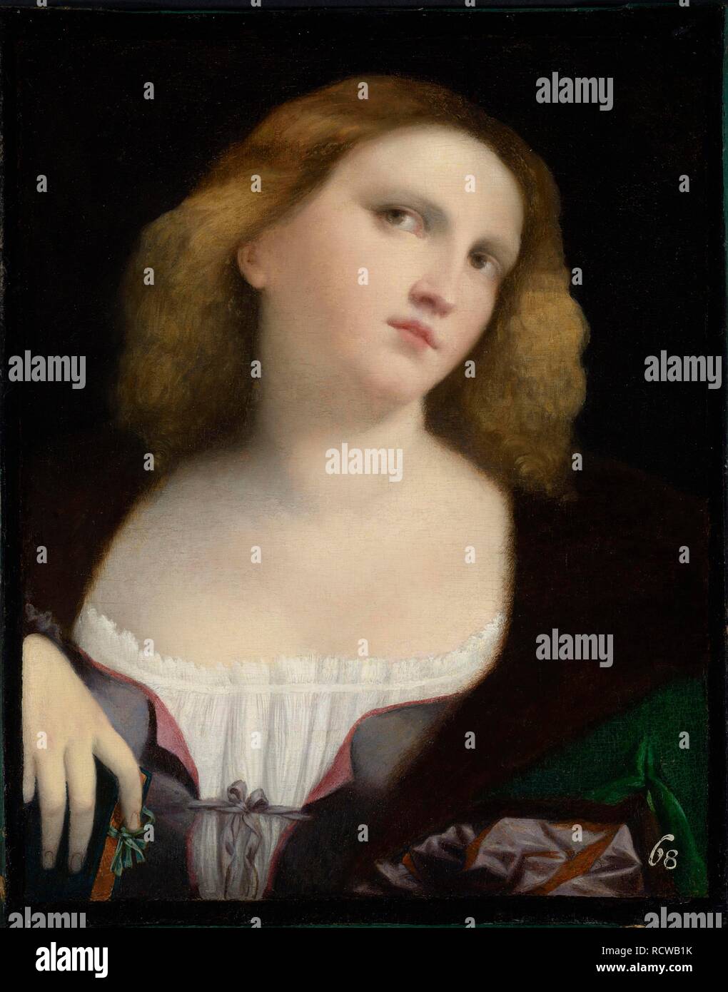 Portrait of a Woman. Museum: Musée des Beaux-Arts, Lyon. Author: Palma il Vecchio, Jacopo, the Elder. Stock Photo