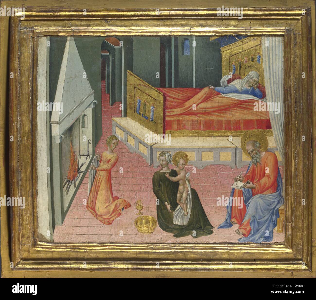 The Birth of Saint John the Baptist (Predella Panel). Museum: National Gallery, London. Author: GIOVANNI DI PAOLO. Stock Photo