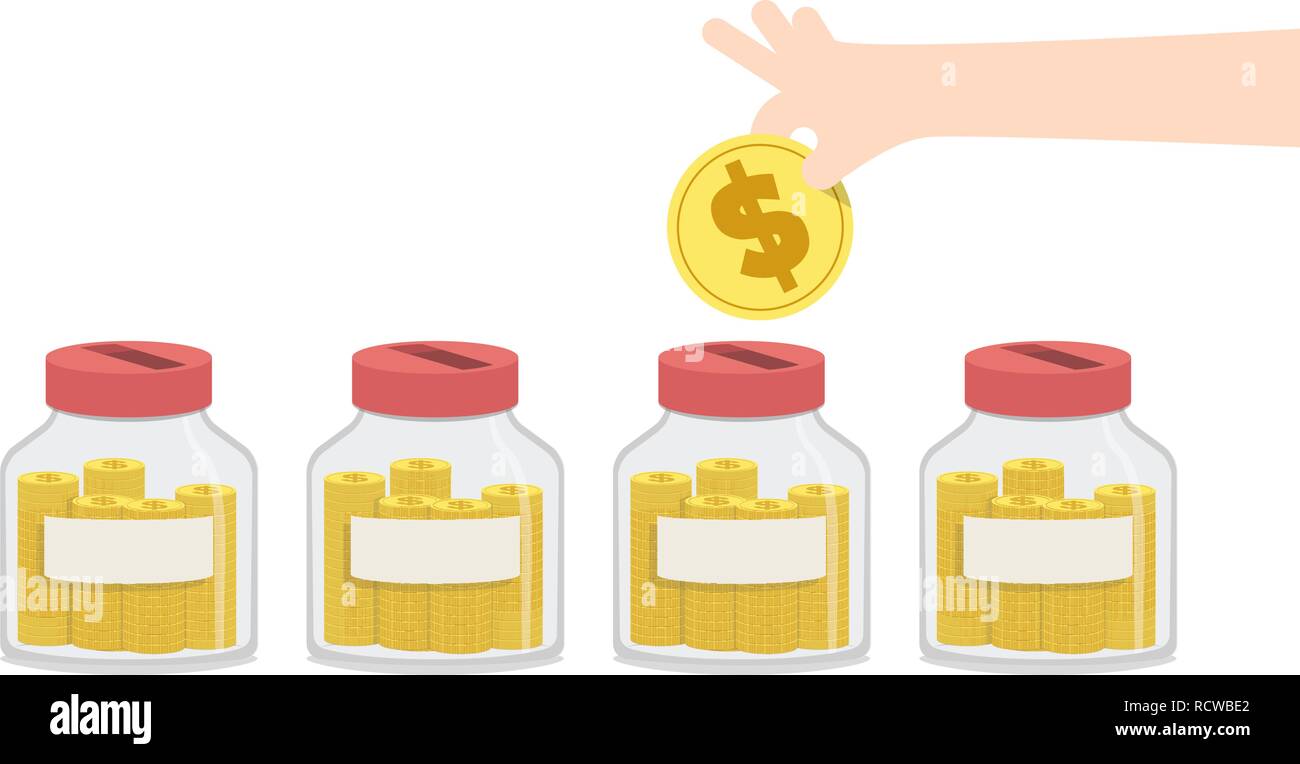 Illustration vector blank saving money with jar to spend for something like home repairs, car payment, education, expenses for travel, and so on. Fina Stock Vector