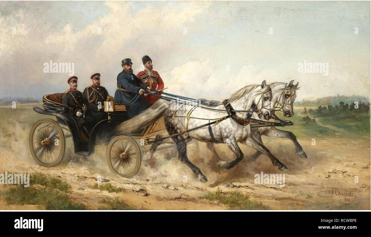 Tsar Alexander III and Kaiser Wilhelm II in a landau. Museum PRIVATE