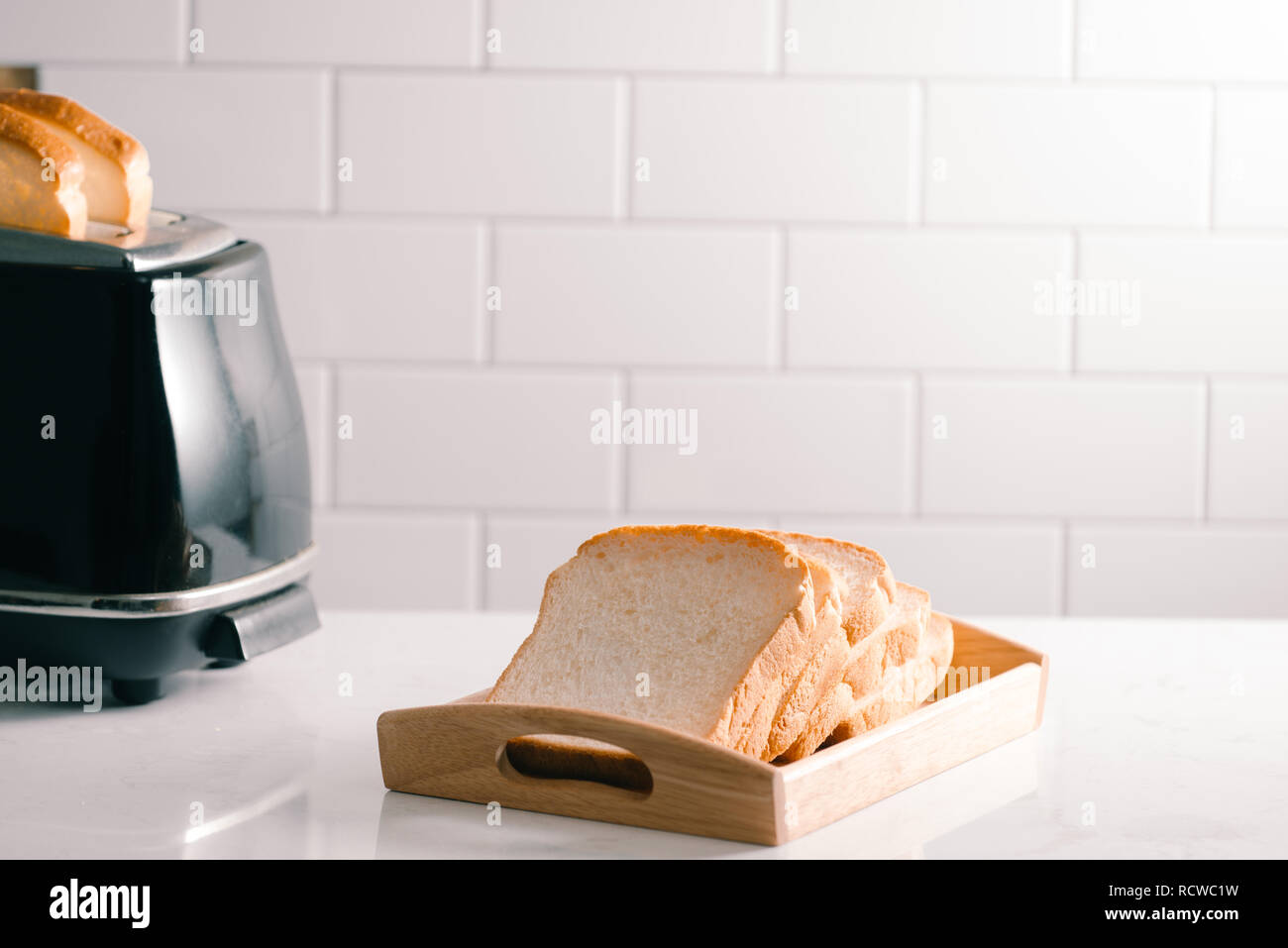 Toaster toasted bread sheet looking yummy for morning meal Stock Photo