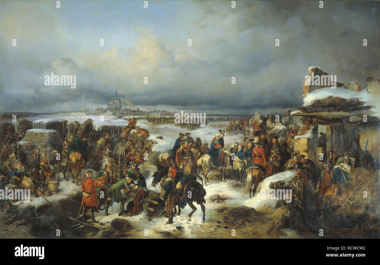 The capture of the Prussian fortress of Kolberg on 16 December 1761. Museum: State Central Artillery Museum, St. Petersburg. Author: KOTZEBUE, ALEXANDER VON. Stock Photo