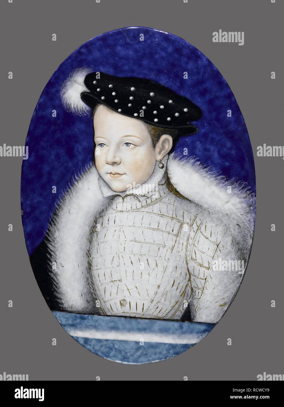 Portrait of future Francis II, King of France (1544-1560). Museum: Musee du Louvre, Paris. Author: Limousin (Limosin), Léonard. Stock Photo