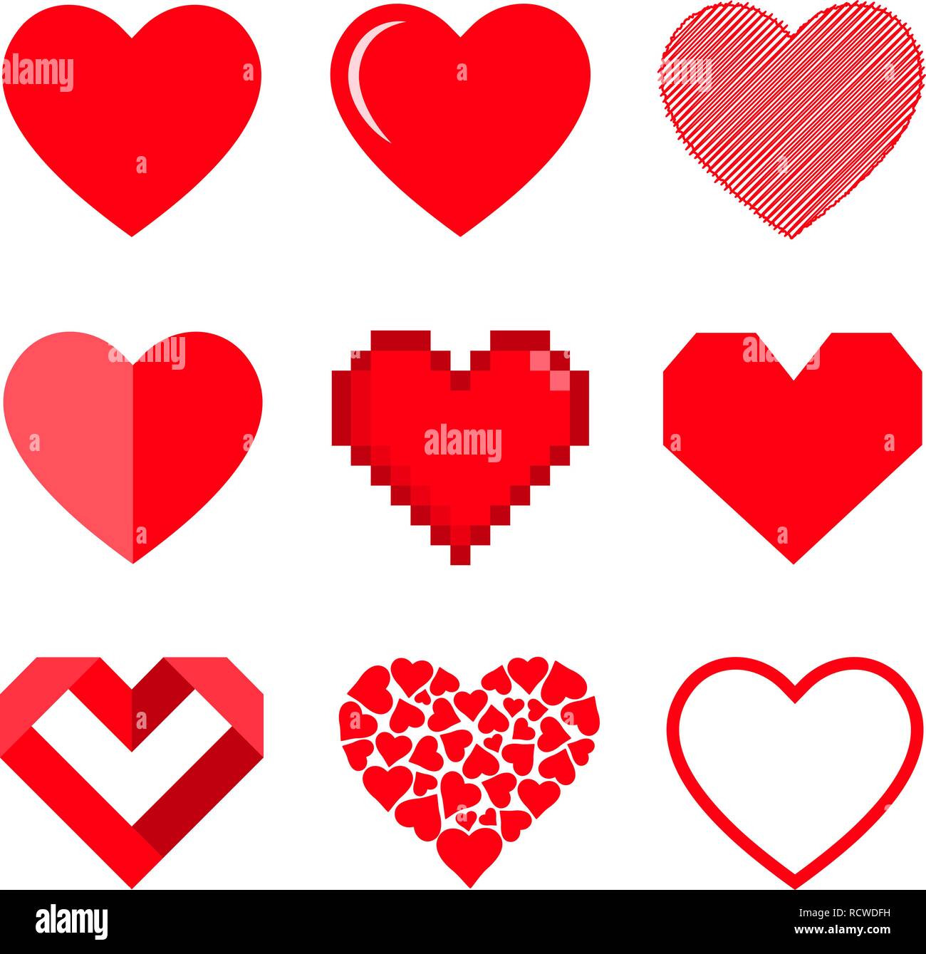 Vector Heart Set Vector hearts set. Isolated illustration on white background Stock ...