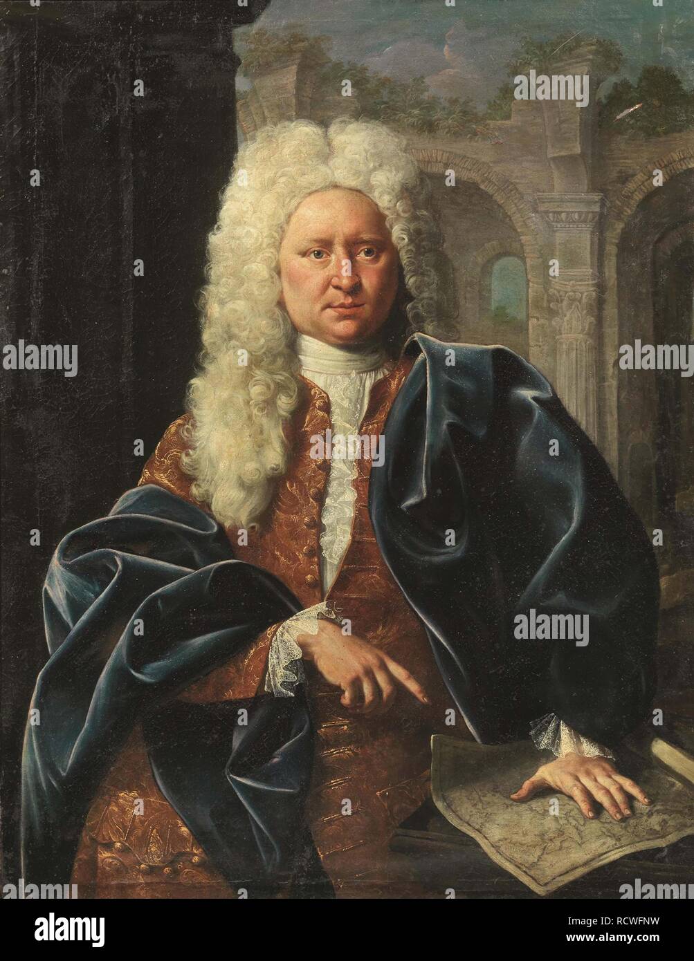 Portrait of Johann Baptist Homann (1664-1724). Museum: PRIVATE COLLECTION. Author: ANONYMOUS. Copyright: This artwork is not in public domain. It is your responsibility to obtain all necessary third party permissions from the copyright handler in your country prior to publication. Stock Photo
