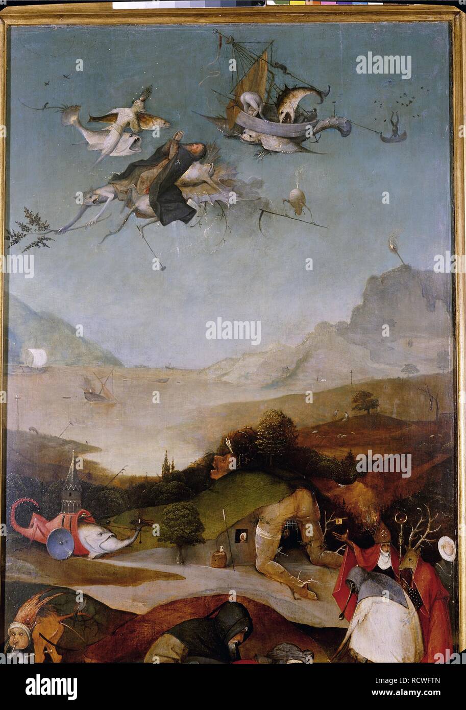 The Temptation of Saint Anthony (Detail of left wing of a triptych). Museum: Museu Nacional de Arte Antiga, Lisbon. Author: BOSCH, HIERONYMUS. Stock Photo