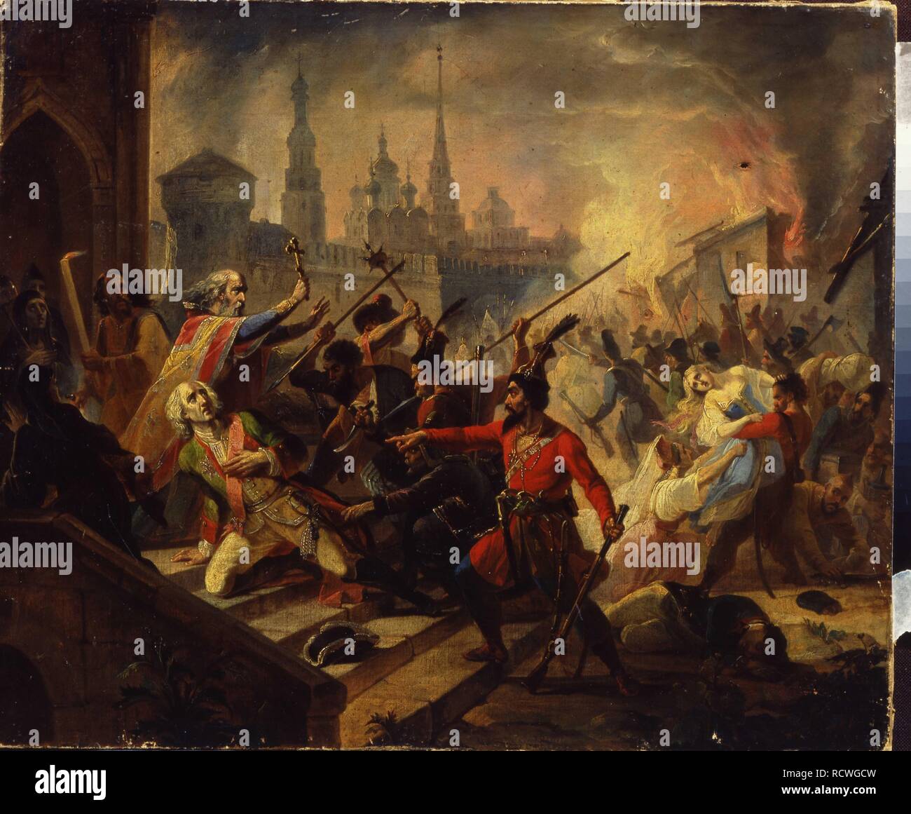The Pugachev's Battle of Kazan on July 1774 (Scene from the Pugachev's  Rebellion). Museum: State Tretyakov Gallery, Moscow. Author: Russian master  Stock Photo - Alamy