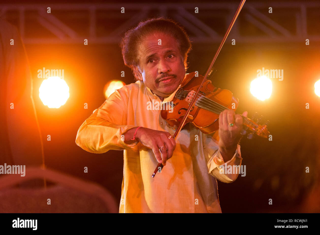 Bangalore, India February 10, 2018 Indian violinist, composer and conductor Dr L Subramaniam