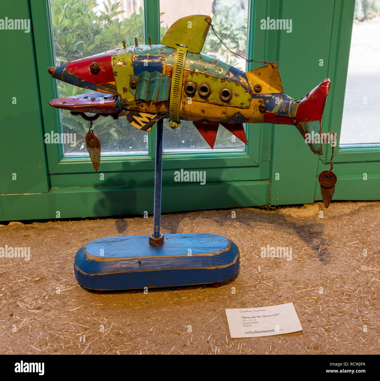 mixed media sculptor Geoffrey Gorman: "Bermuda the Decoy Fish" Stock Photo