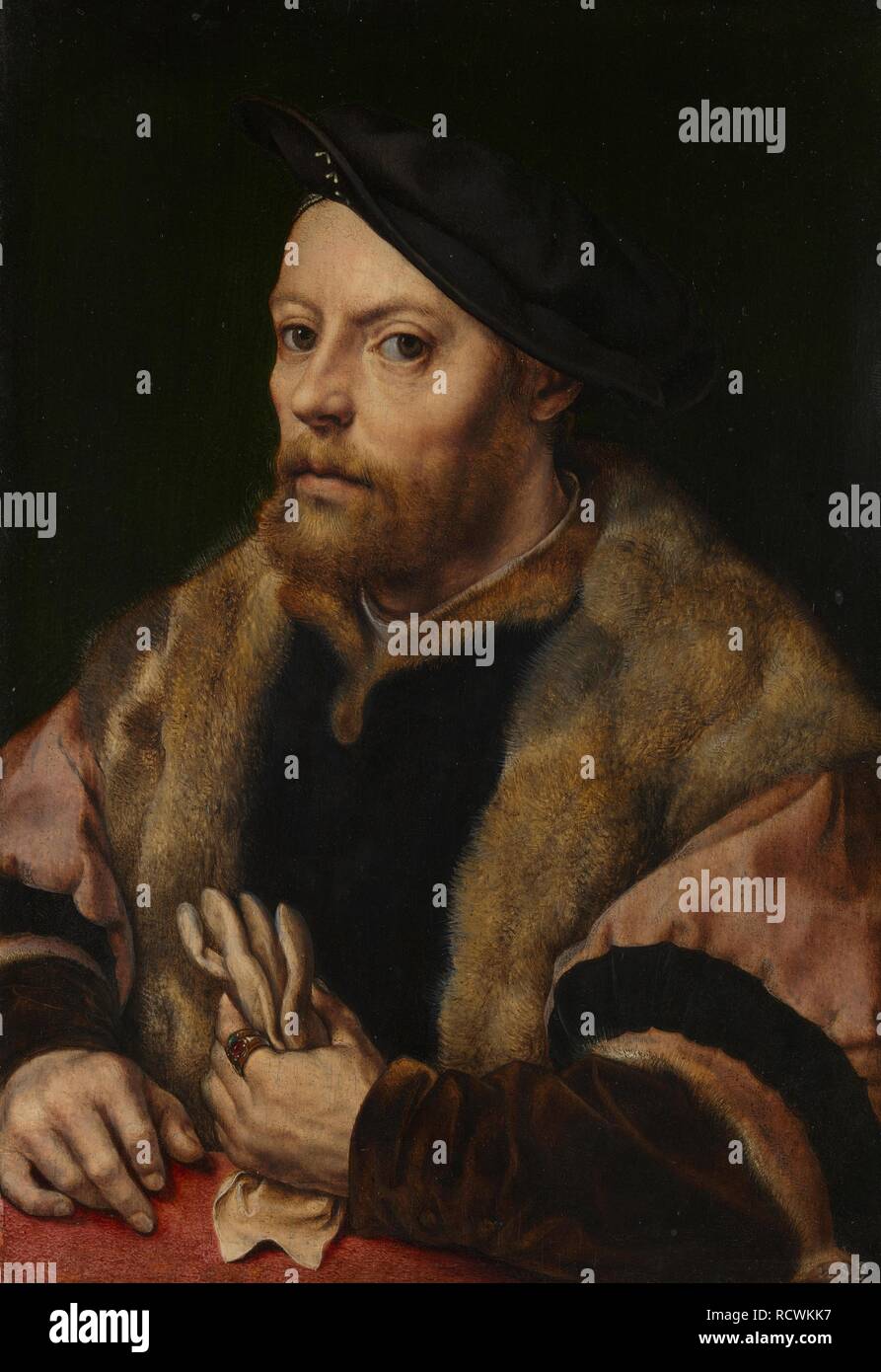 A Man holding a Glove. Museum: National Gallery, London. Author: GOSSAERT, JAN. Stock Photo