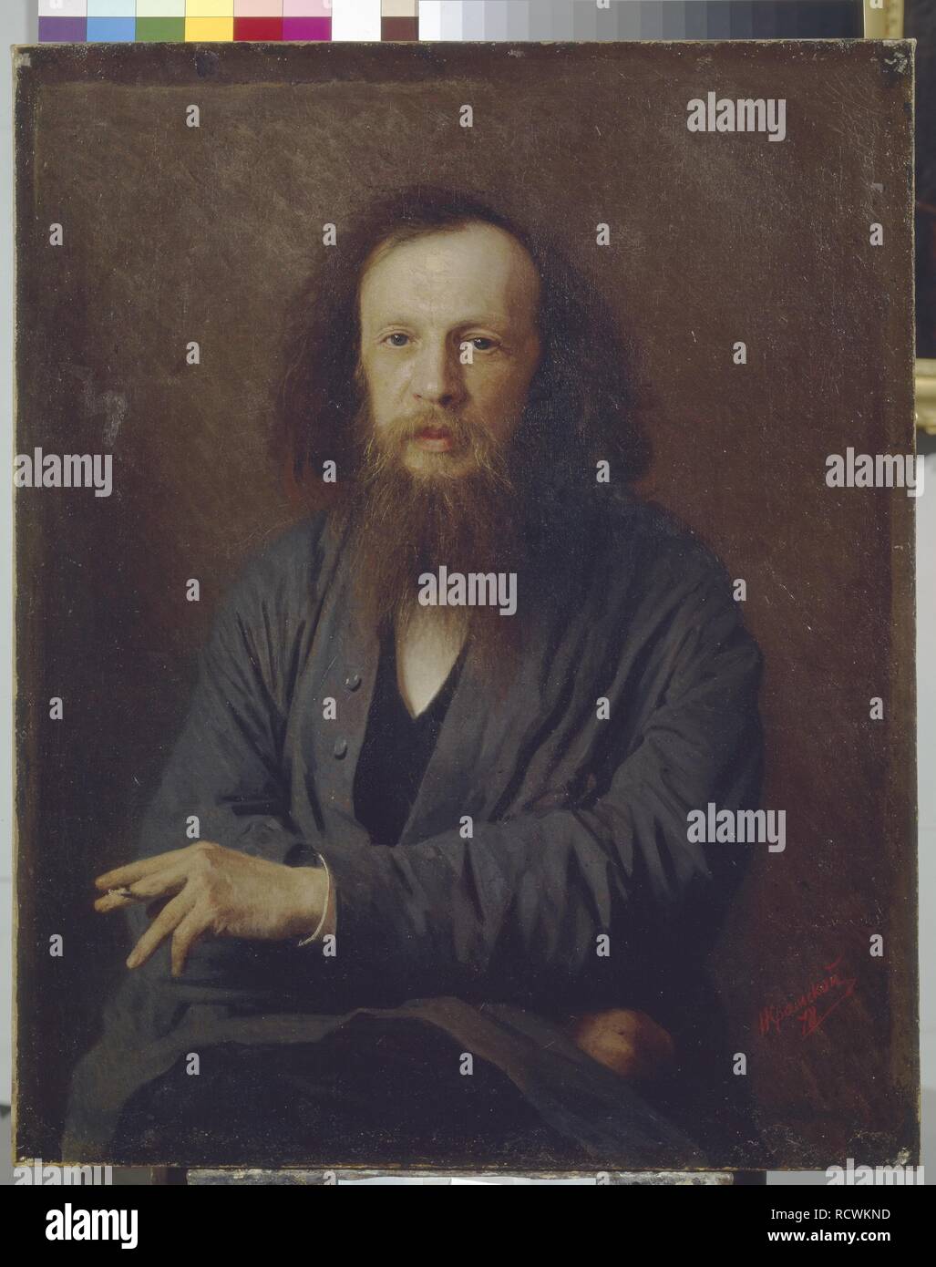 Portrait of Dmitri Mendeleev. Museum: D. Mendeleev Memorial Museum, St. Petersburg. Author: Kramskoi, Ivan Nikolayevich. Stock Photo