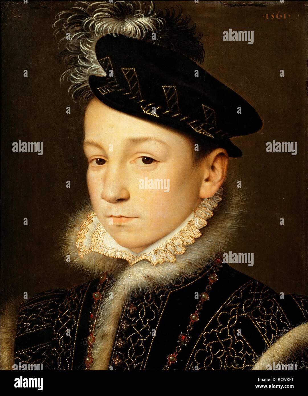 Portrait of King Charles IX of France (1550-1574). Museum: Art History Museum, Vienne. Author: CLOUET, FRANÇOIS. Stock Photo