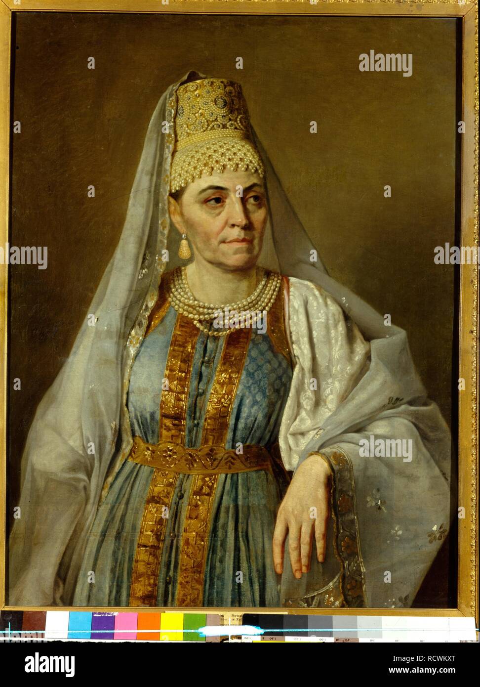 Portrait of artist's wife in ancient Russian dress. Museum: State Tretyakov Gallery, Moscow. Author: Venetsianov, Alexei Gavrilovich. Stock Photo