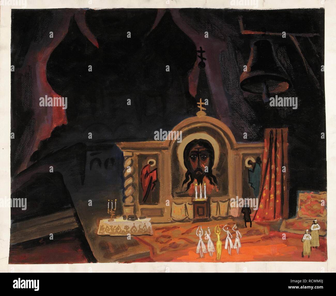 Stage design for the opera Khovanshchina by M. Musorgsky. Museum: PRIVATE COLLECTION. Author: Sevastyanov, Ivan Vasilyevich. Stock Photo