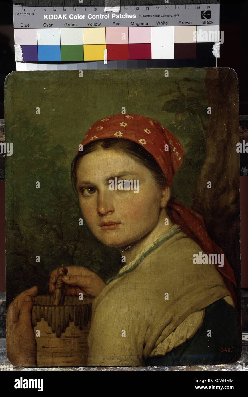 A Peasant Girl. Museum: State Russian Museum, St. Petersburg. Author: Venetsianov, Alexei Gavrilovich. Stock Photo
