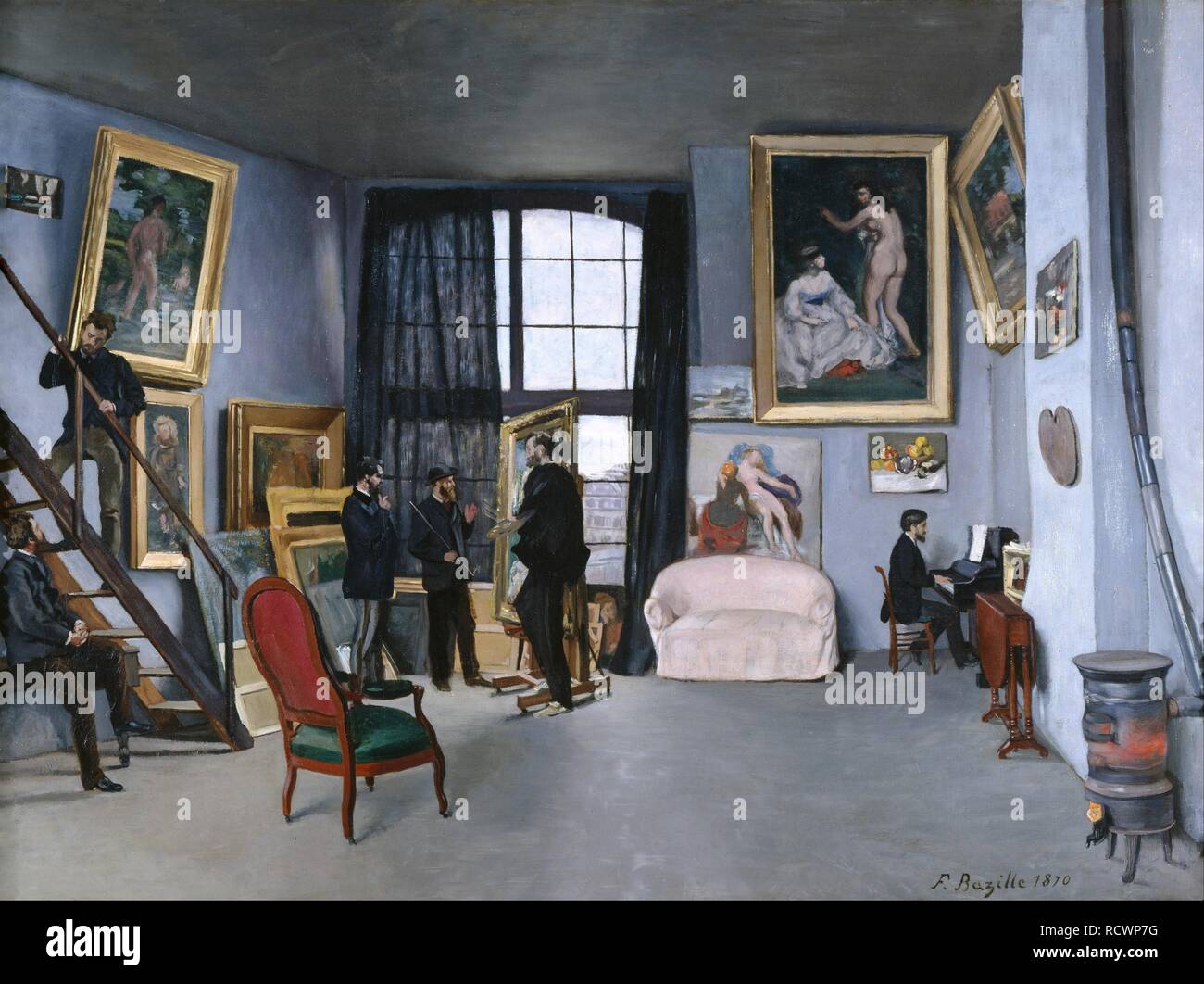 The studio of the artist at Rue de La Condamine. Museum: Musée d'Orsay, Paris. Author: BAZILLE, FREDERIC. Stock Photo