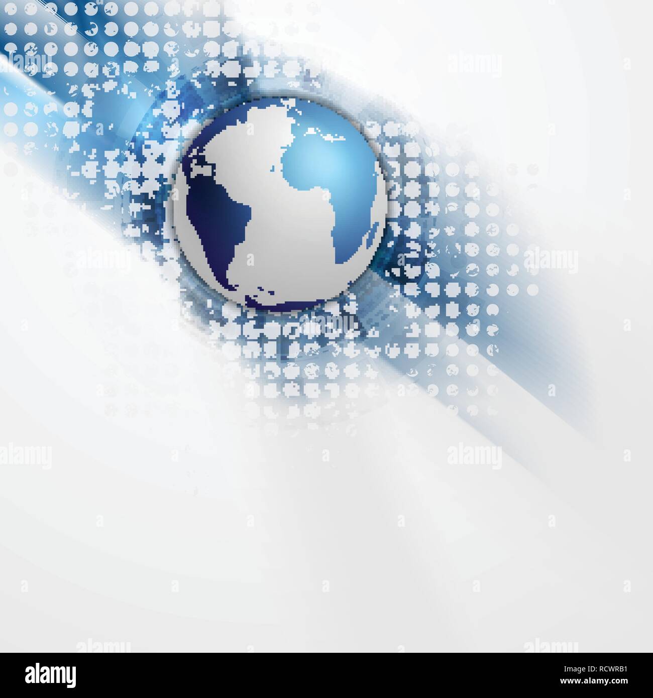 Technology blue grunge background with globe. Vector design Stock ...