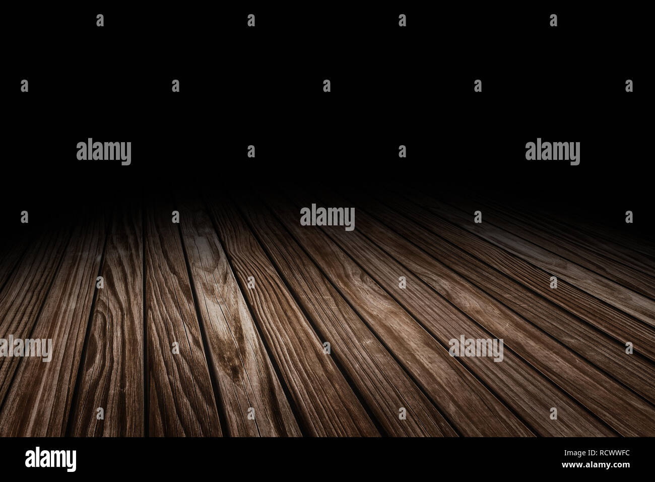 Dark Plank old wood floor texture perspective background for display or montage of product,Mock up template for your design Stock Photo