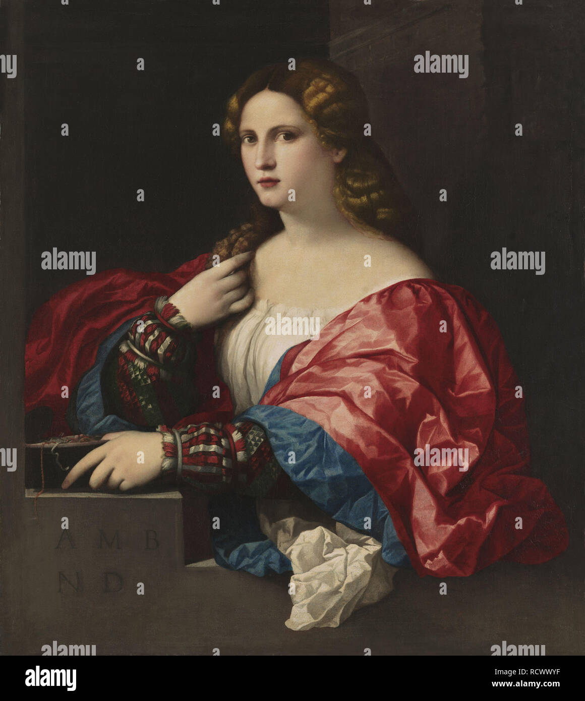 Portrait of a young woman (La Bella). Museum: Thyssen-Bornemisza Collections. Author: Palma il Vecchio, Jacopo, the Elder. Stock Photo