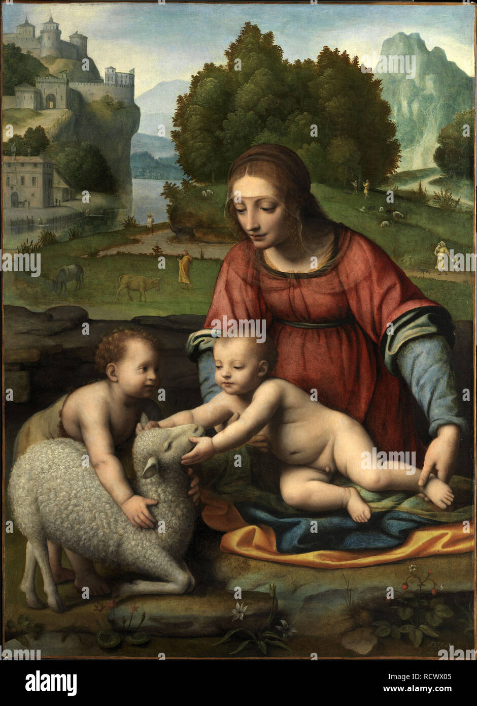 The Virgin and Child with the Infant Saint John. Museum: Thyssen-Bornemisza Collections. Author: LUINI, BERNARDINO. Stock Photo