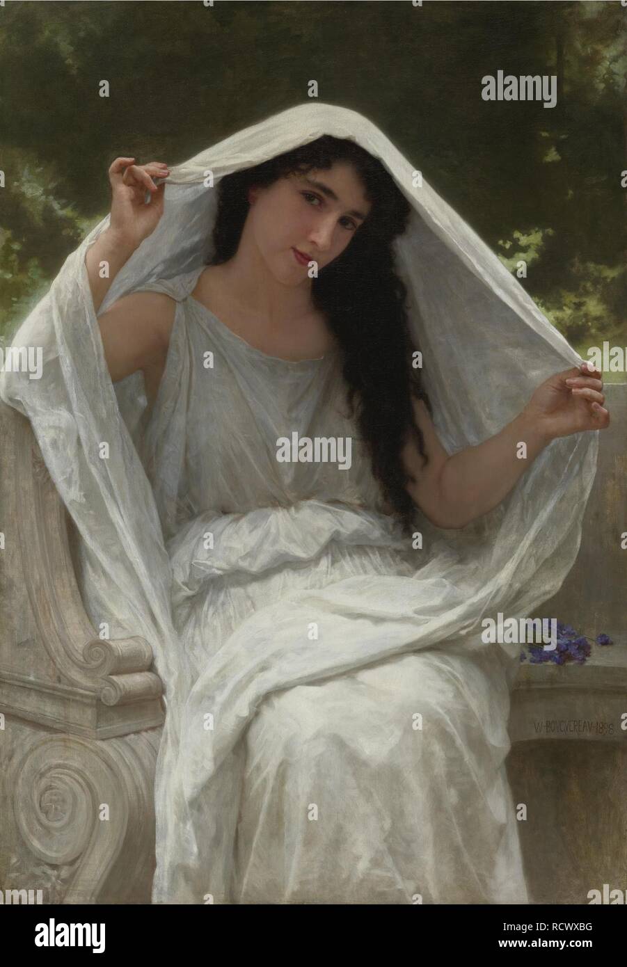 Veil. Museum: PRIVATE COLLECTION. Author: Bouguereau, William-Adolphe. Stock Photo