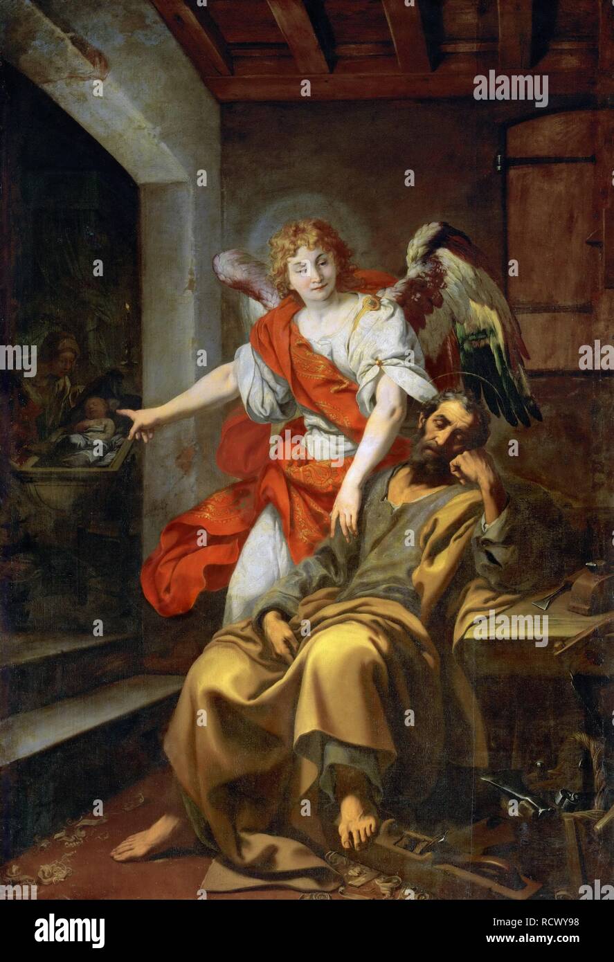 The Dream of St. Joseph. Museum: Art History Museum, Vienne. Author: CRESPI, DANIELE. Stock Photo