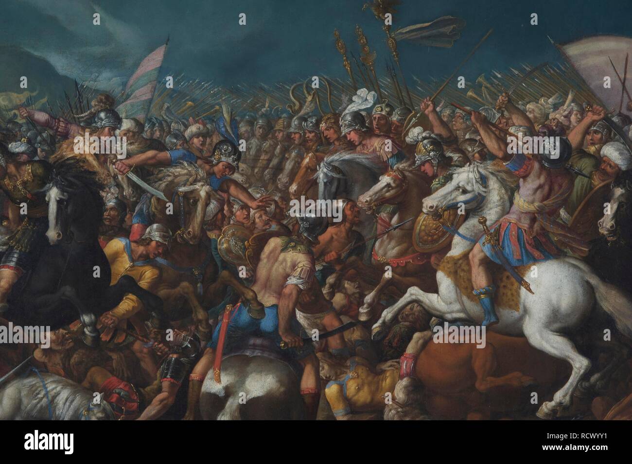 The Fight between Scipio Africanus and Hannibal. Museum: Villa Margherita, Bordighera. Author: BERNARDINO CESARI. Stock Photo