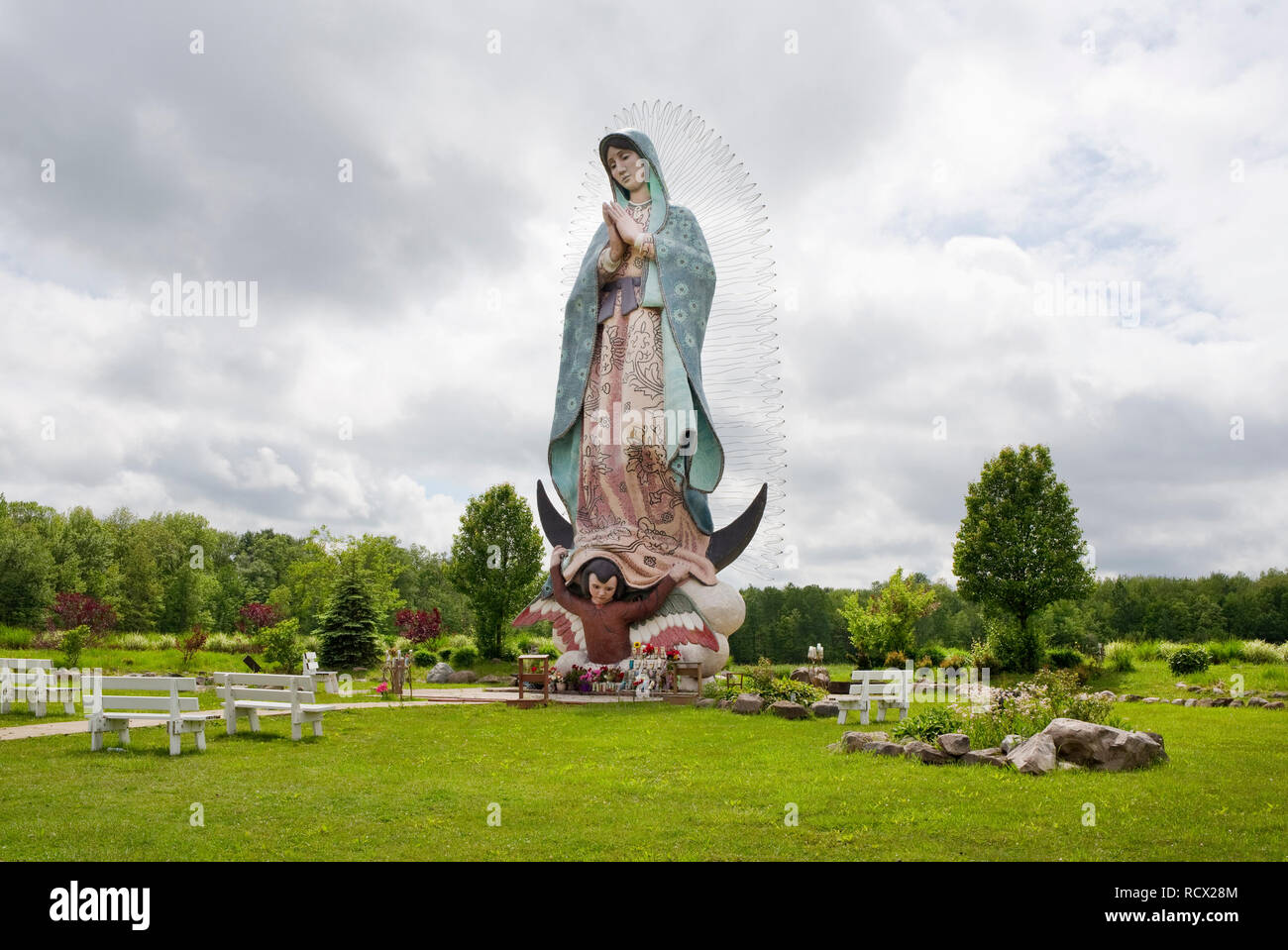50 foot tall statue of Our Lady of Guadalupe in the countryside near Windsor, Ohio Stock Photo