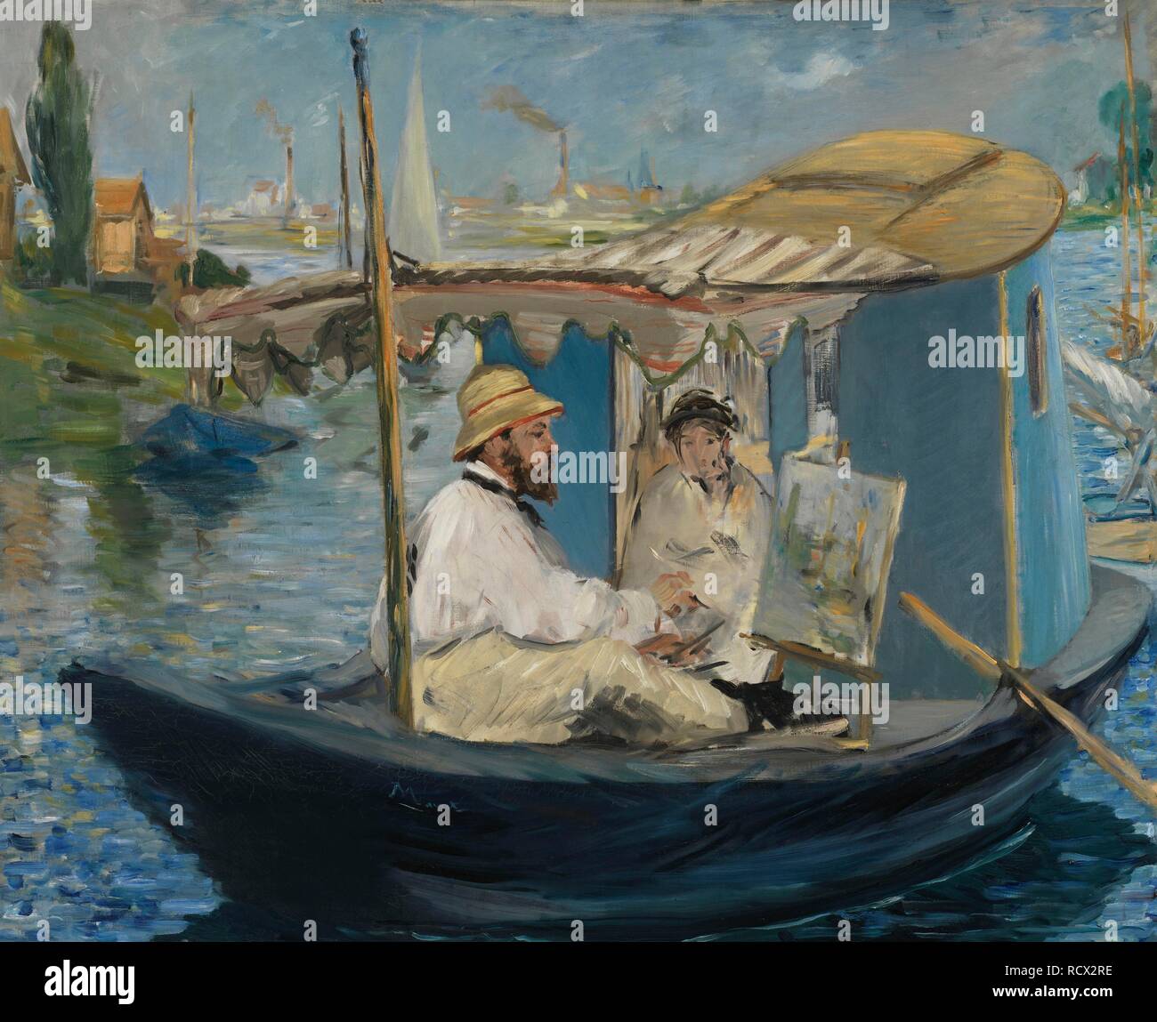The Boat (Claude Monet in Argenteuil). Museum: Neue Pinakothek, Munich. Author: MANET, EDOUARD. Stock Photo