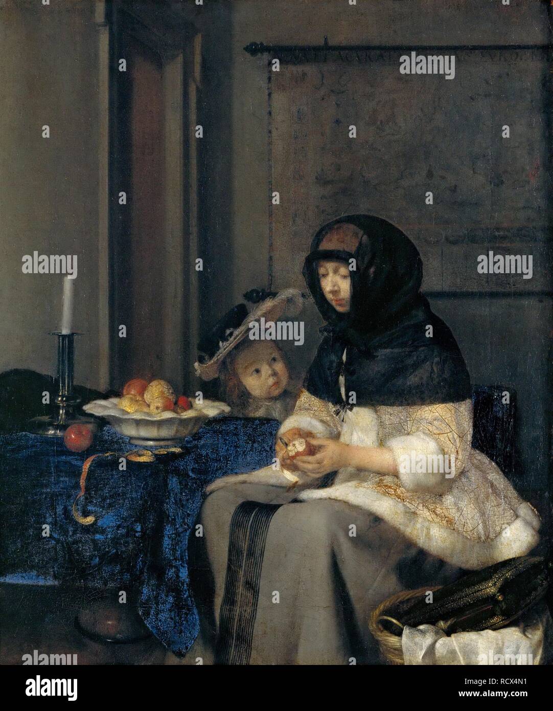 The Apple Peeler. Museum Art History Museum, Vienne. Author Ter Borch